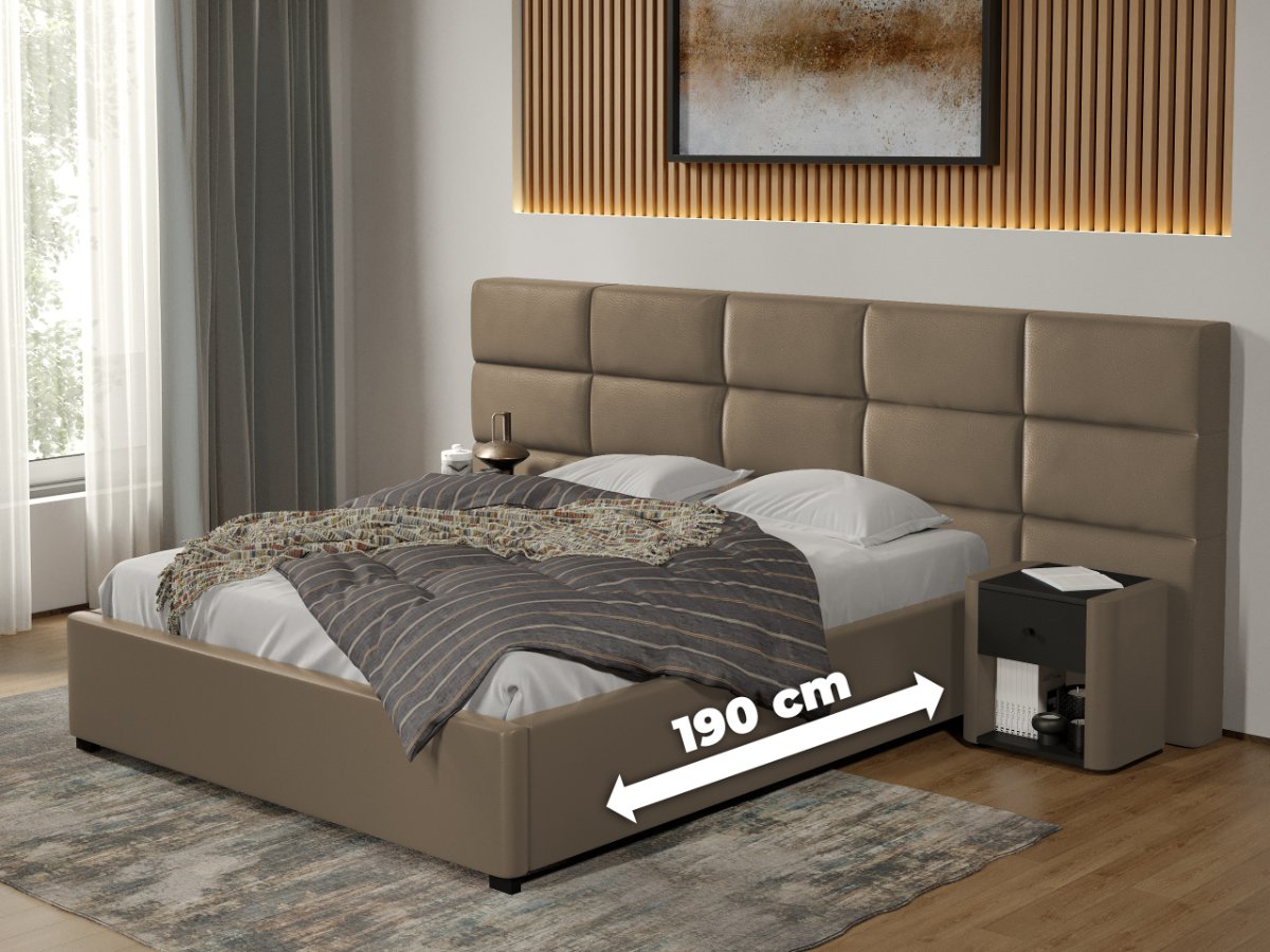 Pat Tapitat Cico de 190 rabatabil 287 x 114 C2 din piele/stofa