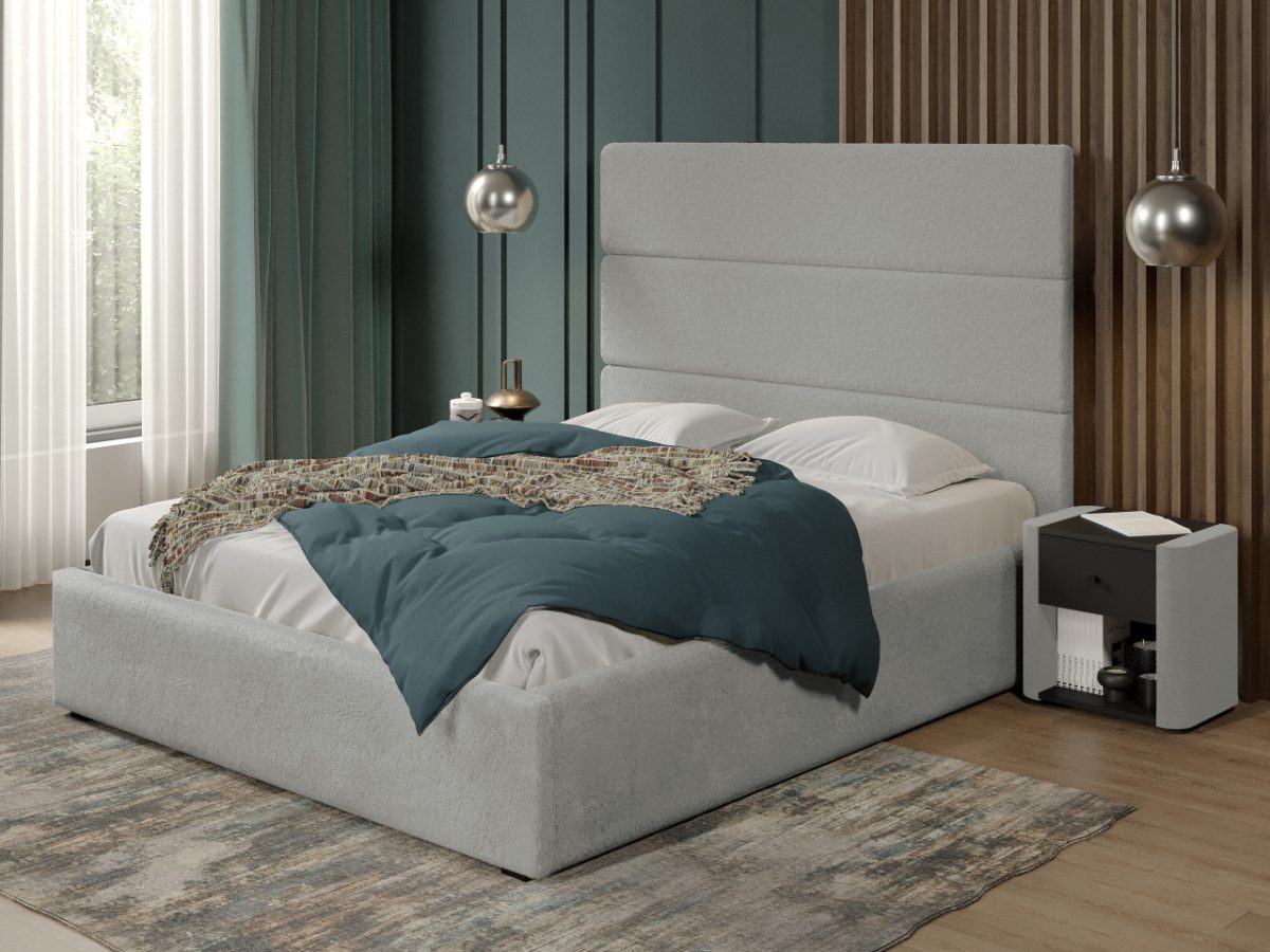 Pat tapitat Hera fix 173 x 144 C2 cu blanita plusata Gri - Lapit 06 160x200