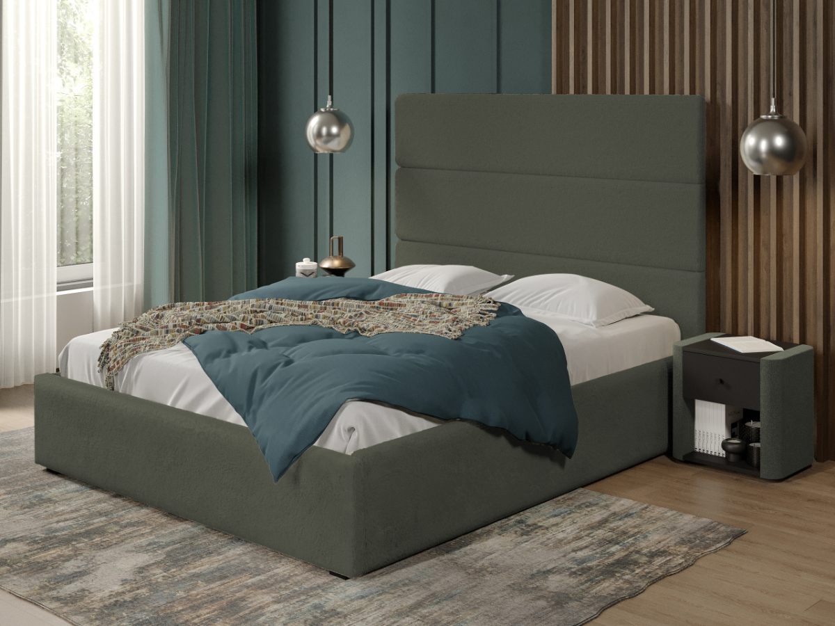 Pat tapitat Hera fix 173 x 144 C2 cu blanita plusata Gri verzui - Lapit 77 180x200