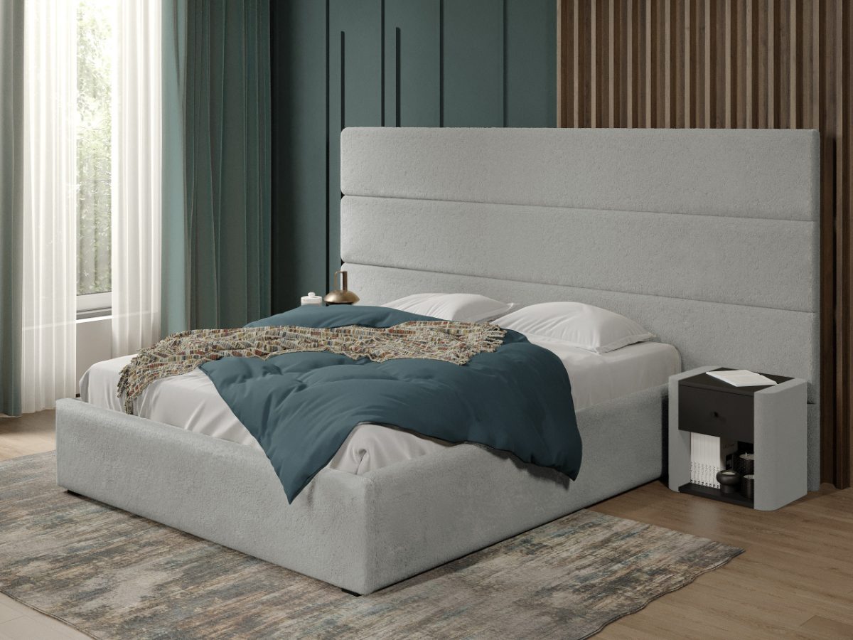 Pat tapitat Hera fix 270 x 144 C1 cu blanita plusata Gri - Lapit 06 160x200