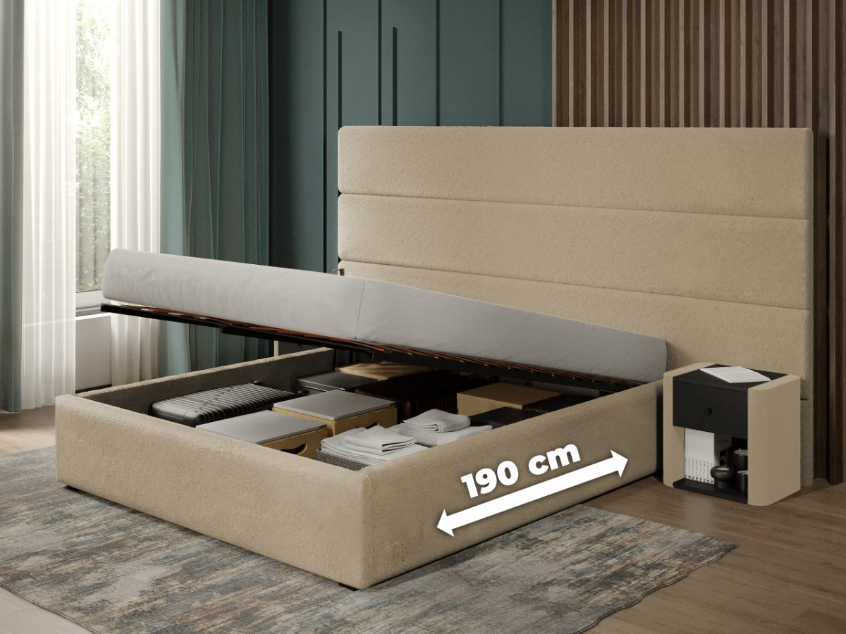 Pat tapitat Hera de 190 rabatabil 270 x 144 C1 cu blanita plusata