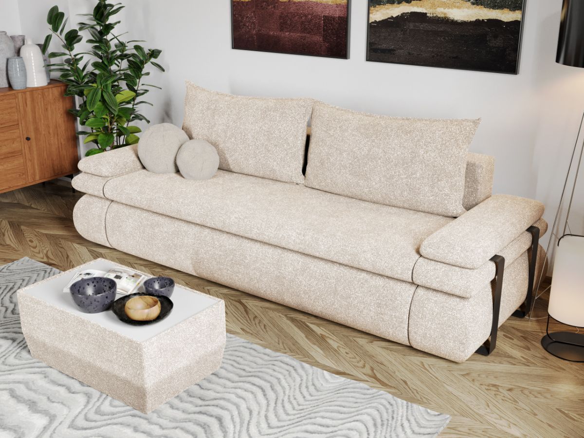 Canapea Extensibila Molly Plusata Crem