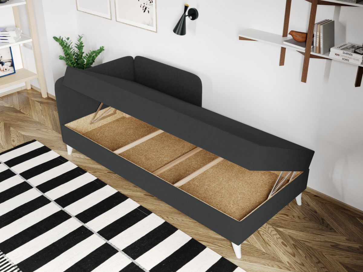 Divan / Pat o persoana tapitat Gri Inchis Soft Rabatabil