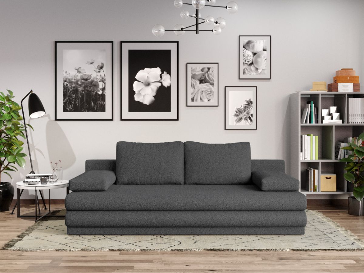 Canapea Extensibila Sensi plusata aspect lana gri