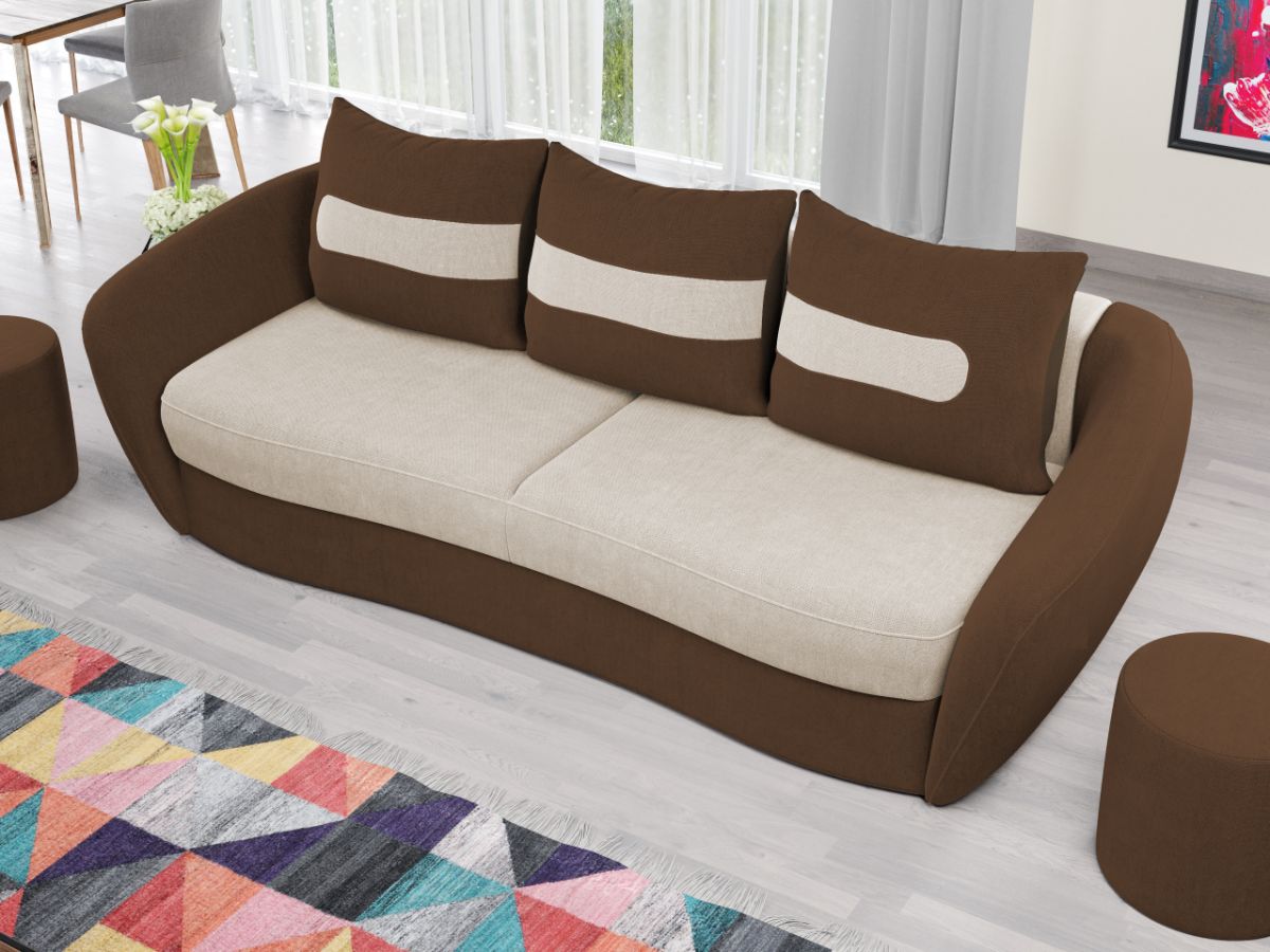Canapea Velur Crem / Maro