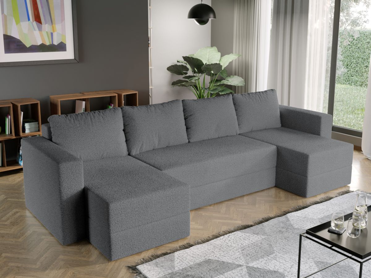 Coltar U Extensibil Alfa plusat aspect lana gri