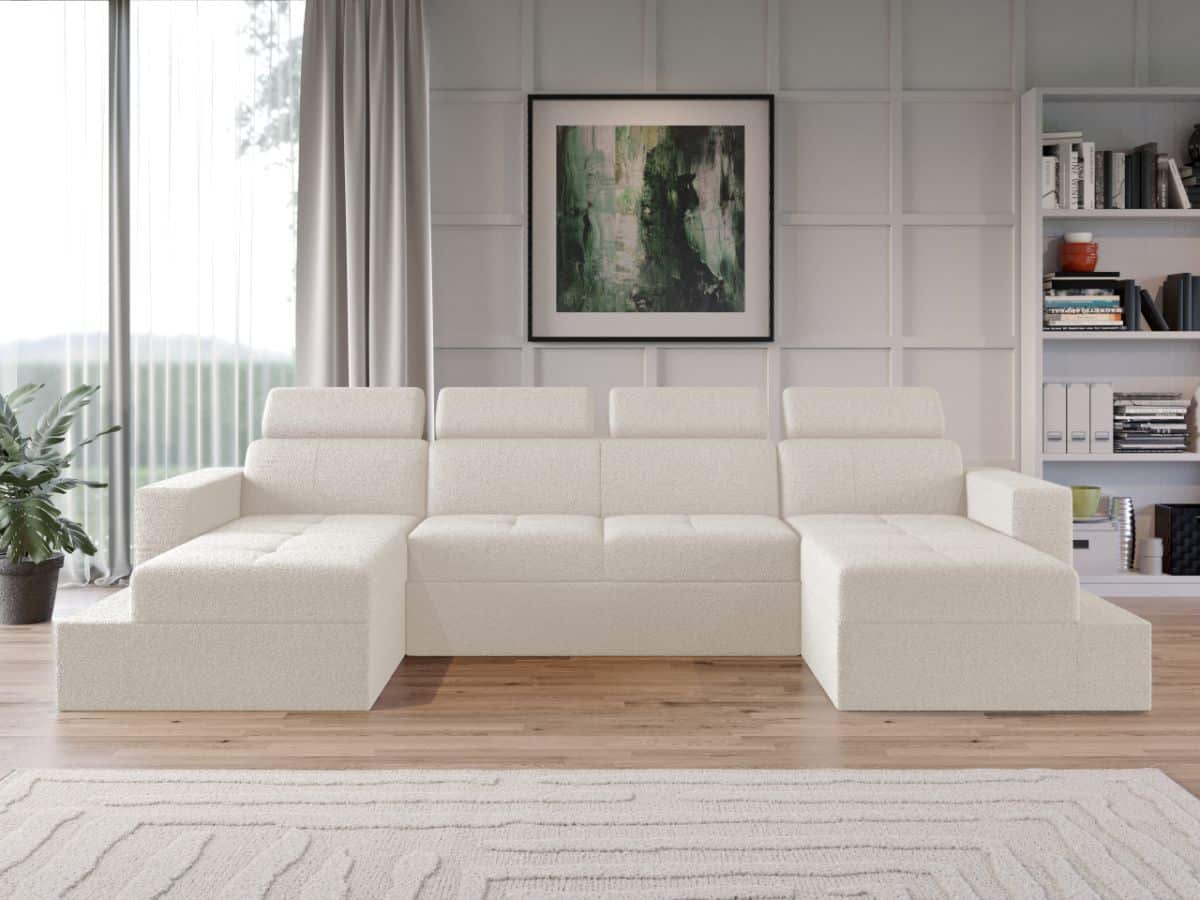 Coltar U Extensibil Paloma plusat aspect lana alba - 1 | YEO