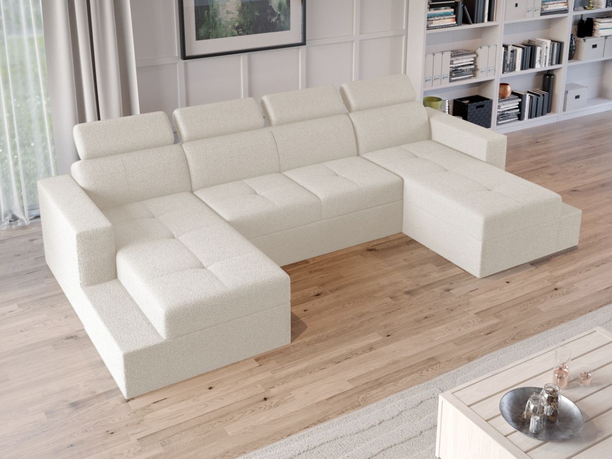 Coltar U Extensibil Paloma plusat aspect lana alba