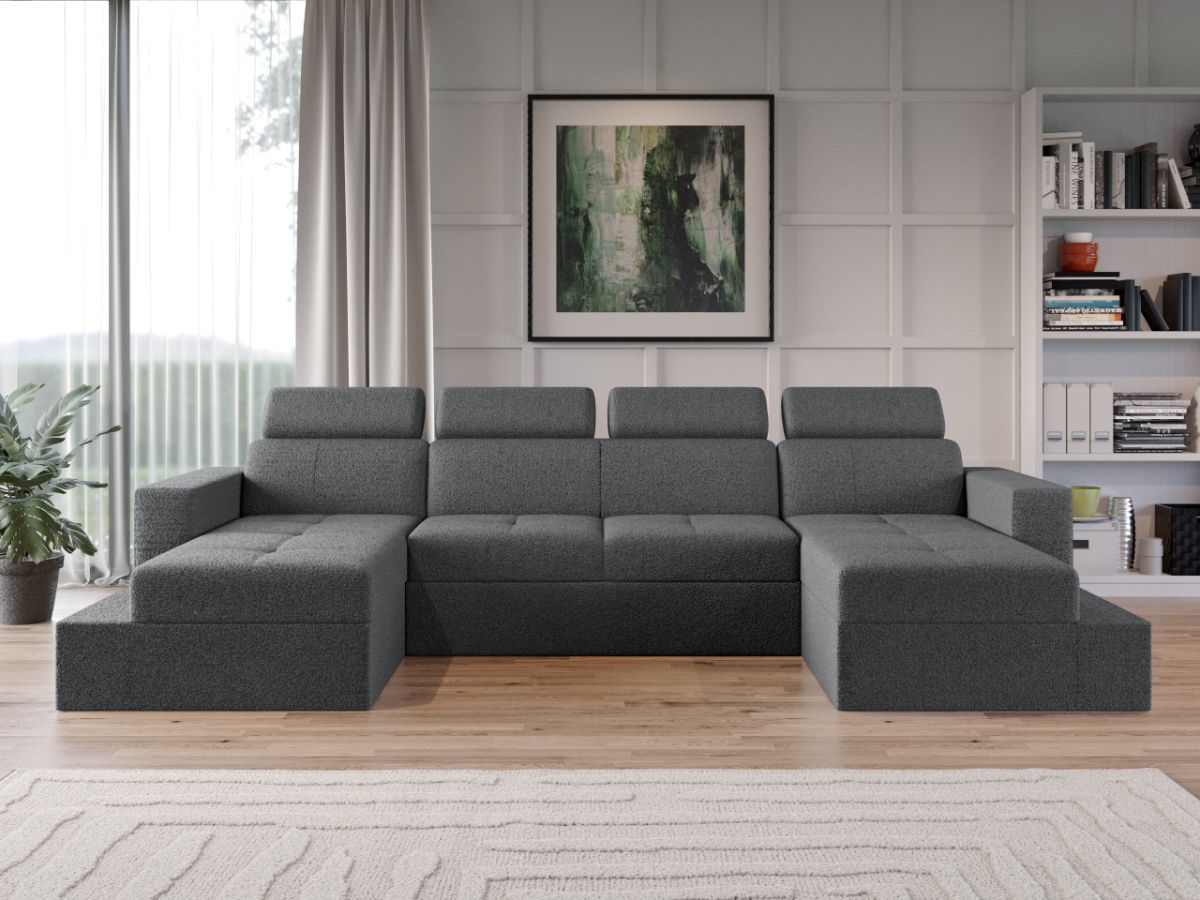 Coltar U Extensibil Paloma plusat aspect lana gri
